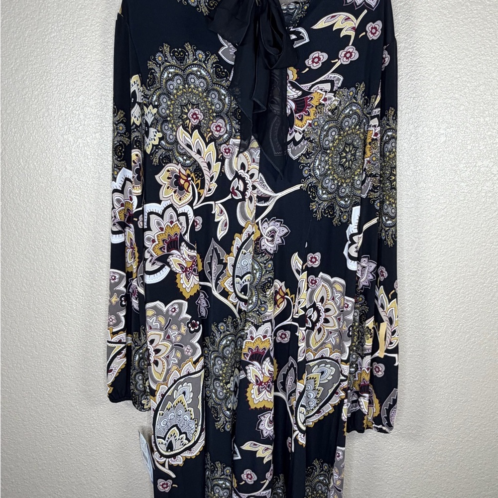 Robbie Bee Multicolor Paisley Dress Midi Boho Chic Buisness Casual
